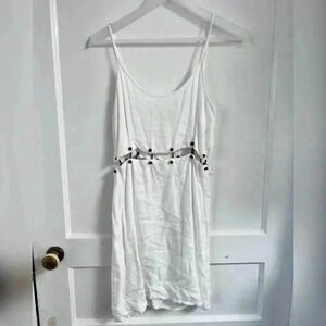 Farm Rio Petite mini dress with cut out waist ring detail in white Size XS